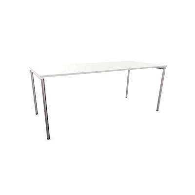 Kantinebord FourEating 180x80cm hvid lam,sort kant/krom stel