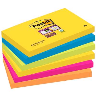 Post-it notes 655 Rio Super Sticky 127x76mm ass 3M 6blk/pk