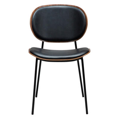 Stol Clementina sort kunstlæder-valnød /sort stoleben