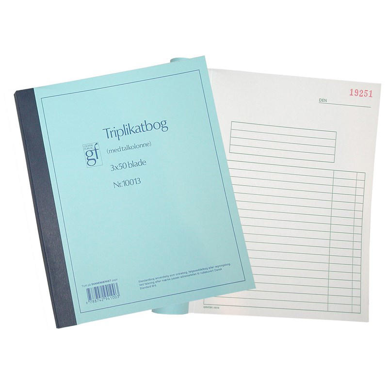 Triplikatbog 10013 108x200 mm 50 bl m/2 kopier