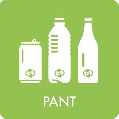 Piktogram affaldssortering Bica 12x12 PANT hvid/grøn