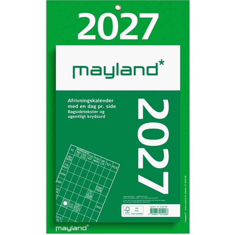 Kæmpeafrivningskalender 2027 Mayland m/bagsidetekst