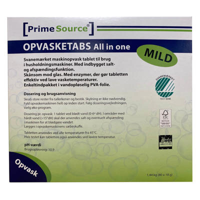 Opvasketabs PrimeSource All-In-One svanemærket pk/80
