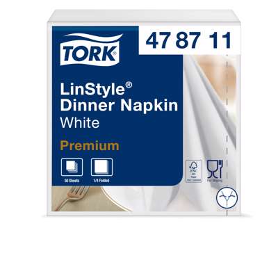 Serviet Tork Linstyle hvid 39x39cm 1/4 fold 50stk 478711