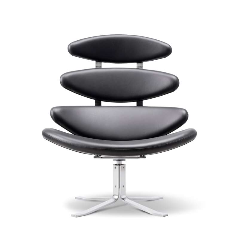 Stol Fredericia Corona Swivel Easy læder sort/stål