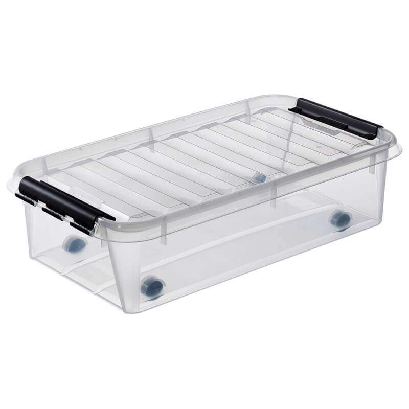 Plastkasse SmartStore Classic klar 35l m/låg/hjul 72x40x19