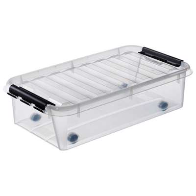 Plastkasse SmartStore Classic klar 35l m/låg/hjul 72x40x19