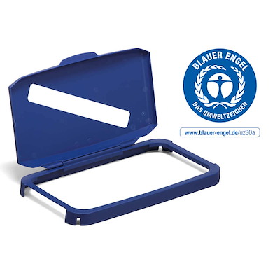 Låg Hængslet Durabin med papiråbning 60L rektangulær, blå