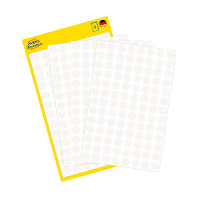 Etiket Avery hvid Ø8mm 416stk/pak 3175