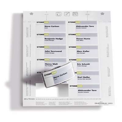 Indstik til navneskilte på A4-ark hvid 40x75mm 20ark/pak