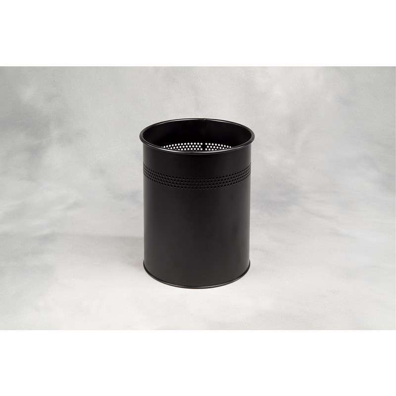 Papirkurv m/huller sort 15l højde 320mm dia. Ø260mm