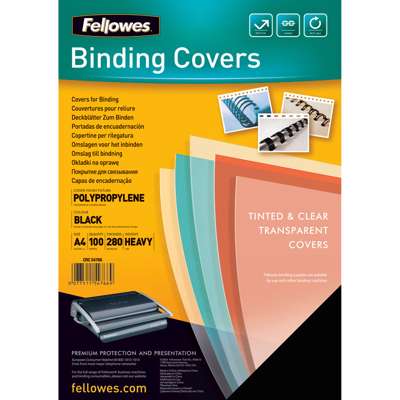 Plastforside Fellowes 240mic sort A4 PP 100stk/pak