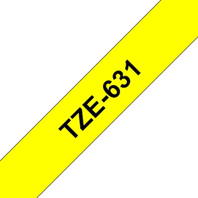 Labeltape Brother TZe631 12mm sort på gul lamineret