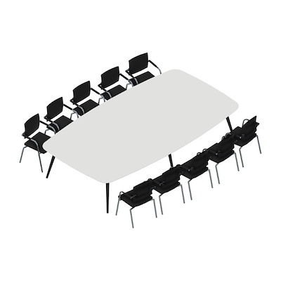 Konferencebord Dencon XL 1903 360x200 HPL hvid/sort