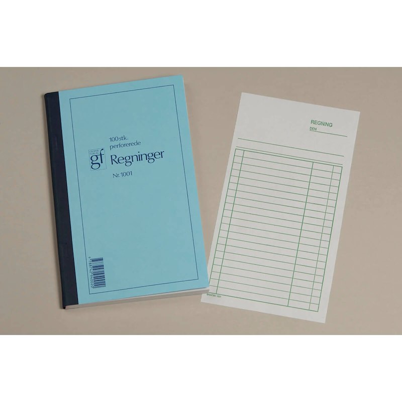 Regningsblok 1001 108x197 mm 100 bl