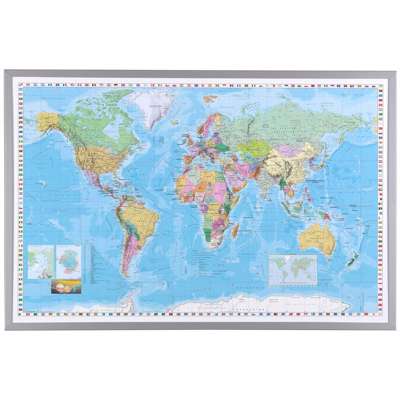 Indrammet verdenskort 60x90cm