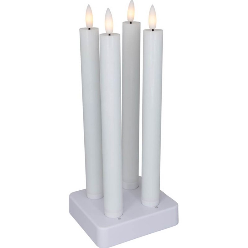 Stagelys LED 22,5cm plast m/opl. genopl. hvid m/4