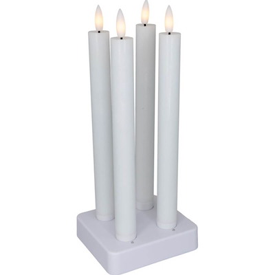 Stagelys LED 22,5cm plast m/opl. genopl. hvid m/4