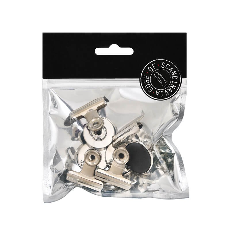 Papirklemme Bulldog m/magnet 31mm stål /4 stk.