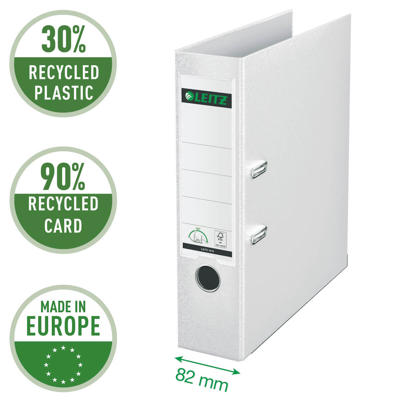 Brevordner Leitz 180 PP A4 80mm hvid