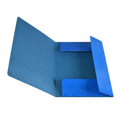 Mappe Q-Line A4 m/elastik karton m/3 klapper blå