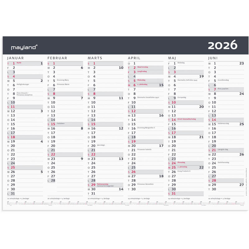 Kontorkalender Moderne A3 2026