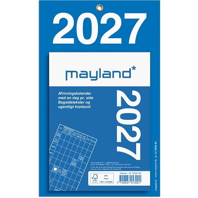Kontorafrivningskalender 2027 Mayland m/bagsidetekst