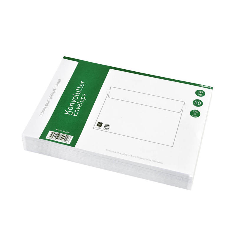 Kuverter M5 80g 50 stk. peal&seal Detail pakning m. rude