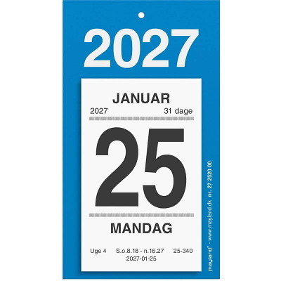 Afrivningskalender 2027 Mayland m/bagsidetekst