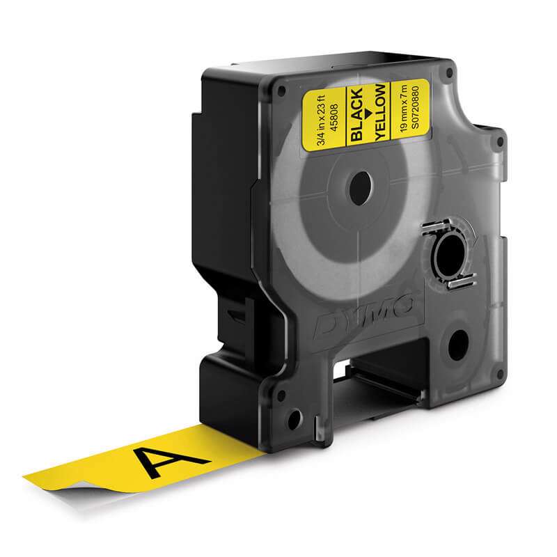 Labeltape DYMO D1 19mm sort på gul