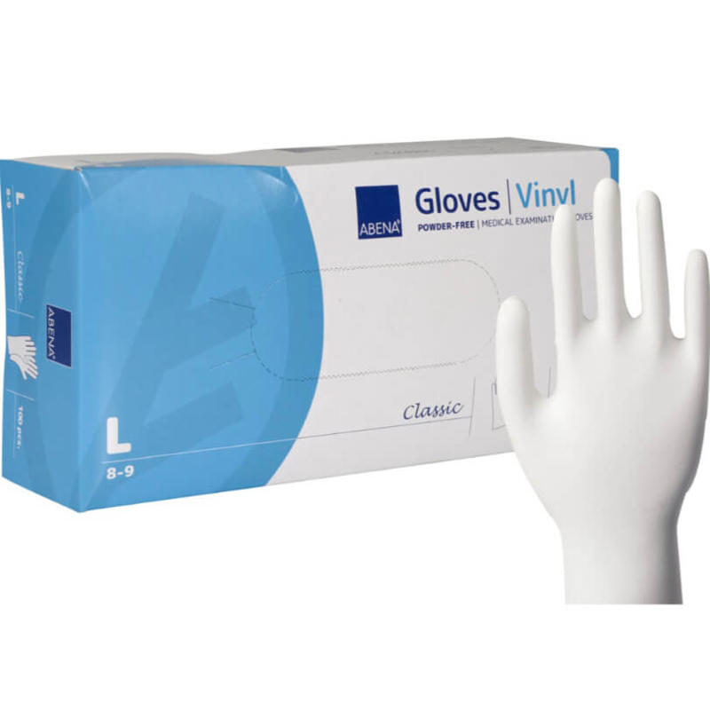Undersøgelseshandske vinyl str. L pudderfri pk./100
