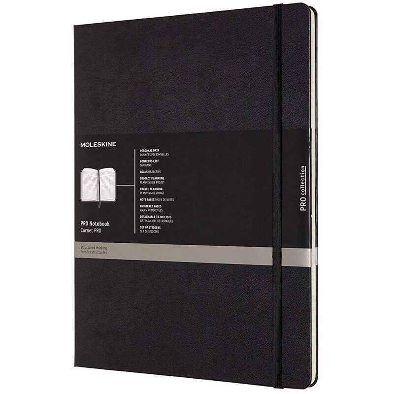 Notesbog Moleskine Pro hard linieret XXL 21,6x27,9cm sort