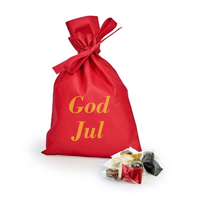Julegave 2026 Rød Stofpose m/God jul Indp. DK Luksusbl.