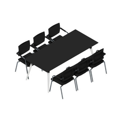 Konferencebord Dencon XL 1927 200x90 HPL sort/hvid