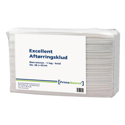 Aftørringsklud PrimeSource 1-lag 38x42 N.W. hvid /400
