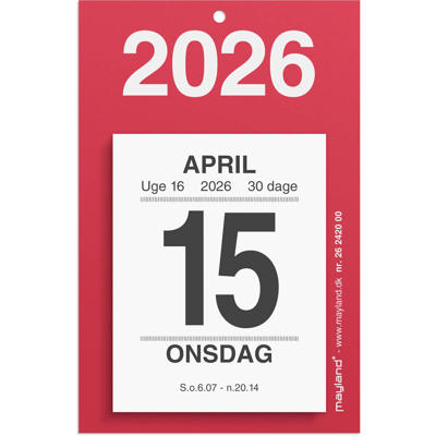 Lille afrivningskalender m/bagsidetekst 2026