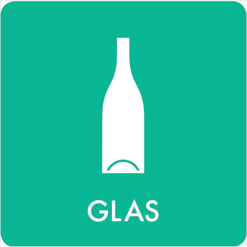 Piktogram affaldssortering Bica 12x12 GLAS hvid/grøn