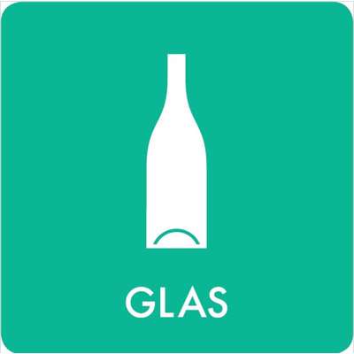 Piktogram affaldssortering Bica 12x12 GLAS hvid/grøn