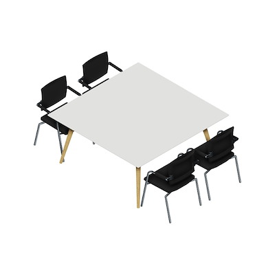 Konferencebord Dencon XL 1912 160x160 HPL hvid/eg