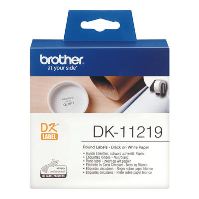Label Brother hvid DK11219 Ø12mm 1200stk/pk