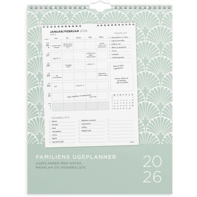 Familiekalender Ugeplan m. lister 2026