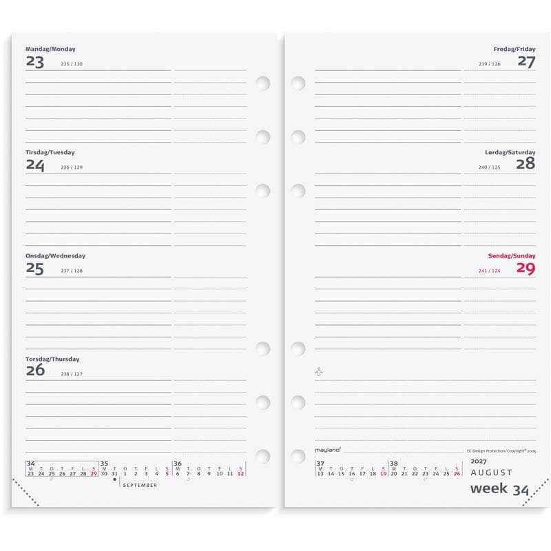 System PP intl. ugekalender 2027 Mayland tværf. REFILL