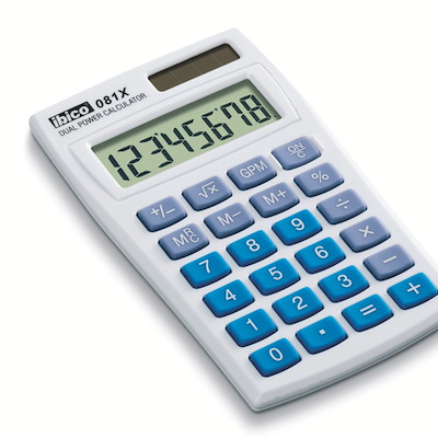 Lommeregner Ibico 8 cifre 081X hvid/blå