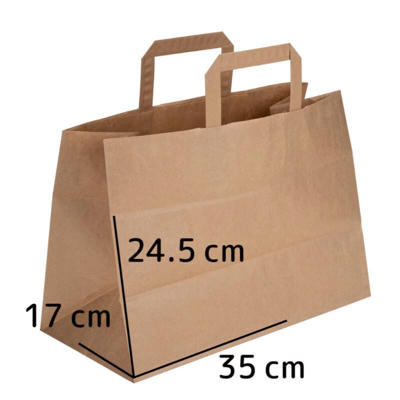 Bærepose papir m/hank 35x17x24,5cm 17l 80g 200stk brun 