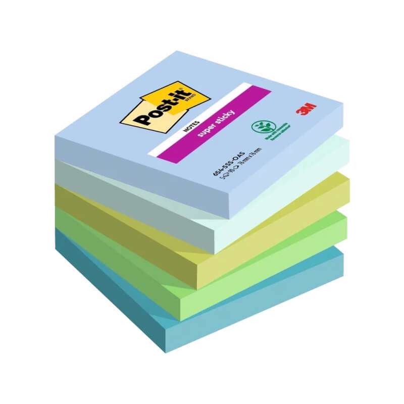 Post-it notes Super Sticky Notes Oasis 76x76mm 5blk/pk