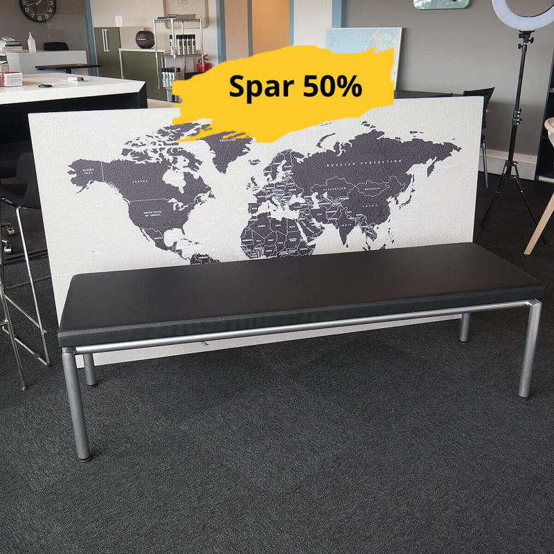 Bænk Rumas Quadro QB160-50 sølv/sort kunstl.