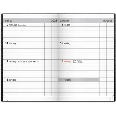 Lommekalender uge sort kunstskind indbundet 2026