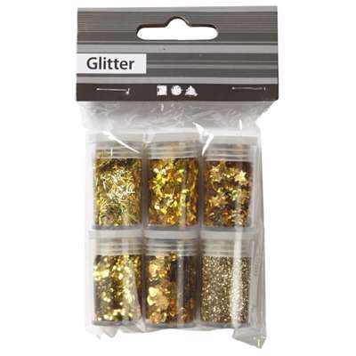 Glitter og Pailetter Creas guld 6x5g