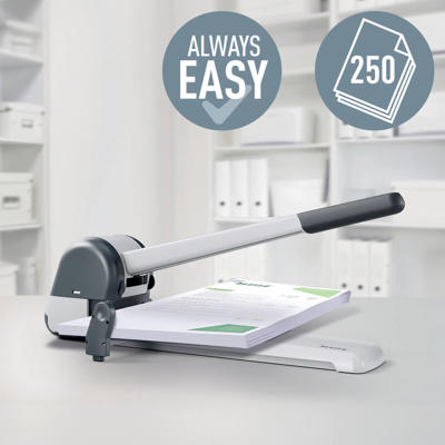 Hulapparat Leitz hvid 2-huls m/skinne t/250ark 5182