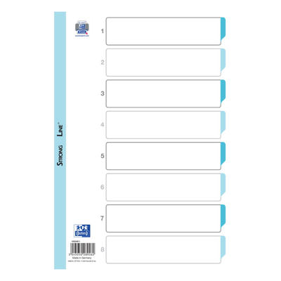 Register Strong-Line A4 1-8 i plast m/forblad hvid
